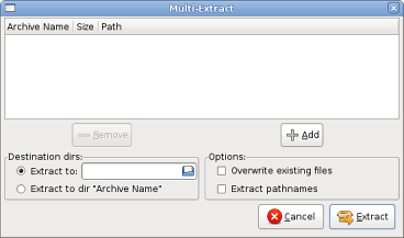 Multi-Extract dialog